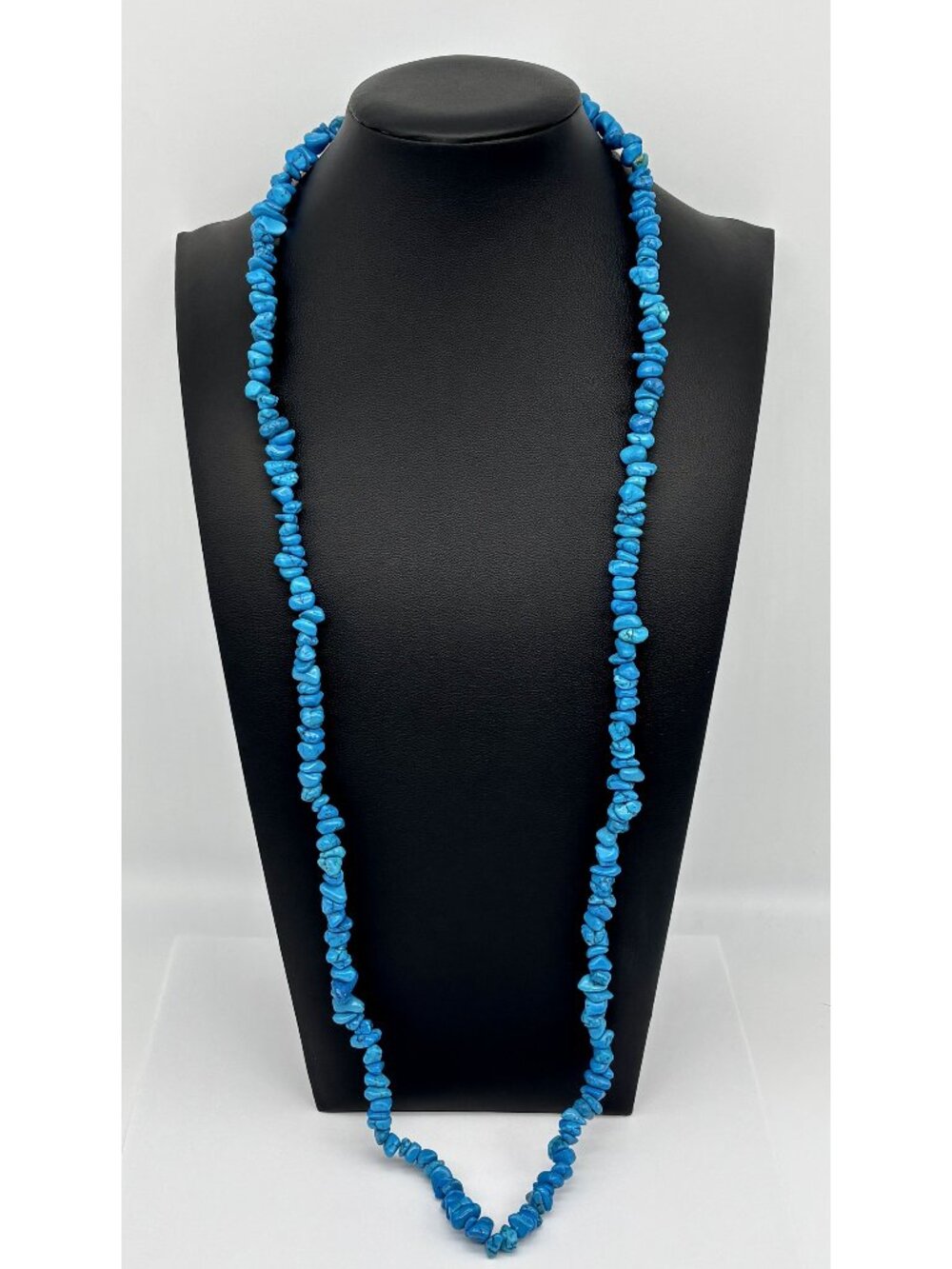 Long Necklace Dyed Turquoise Chunks/Chips Single Strand Unbranded 36 Inches Long